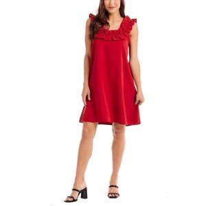 Mud Pie Larkin Ruffle Dress Red Size M NWT Sleeveless Party‎ Shift